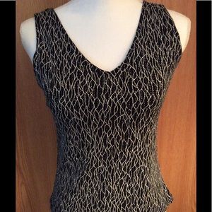 Black and silver glitter sleeveless V neck top